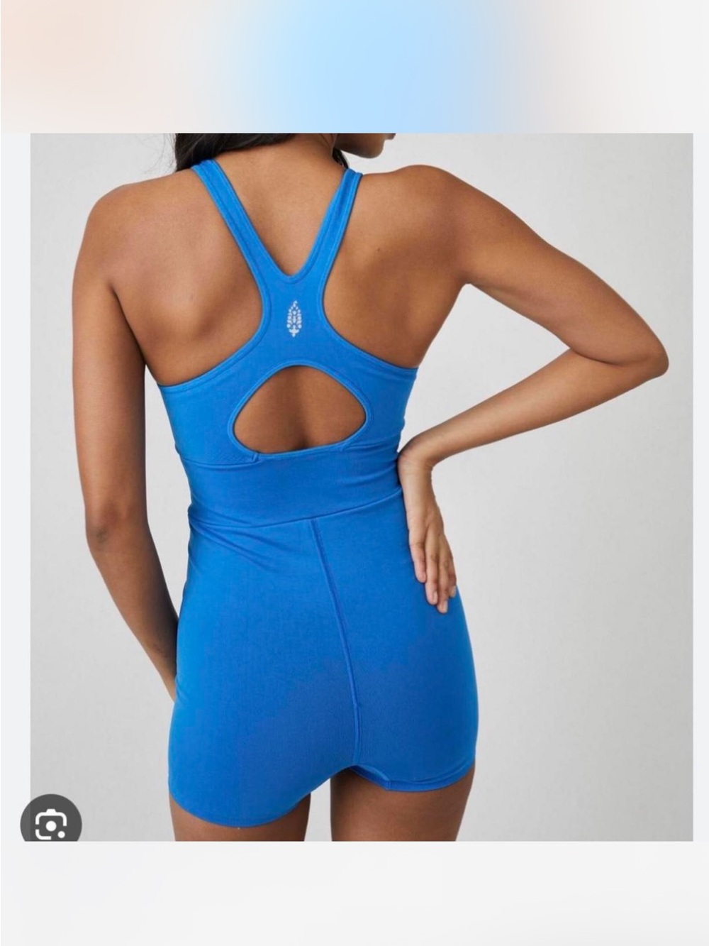 Free People Electric Blue Cutout Racerback Sports romper